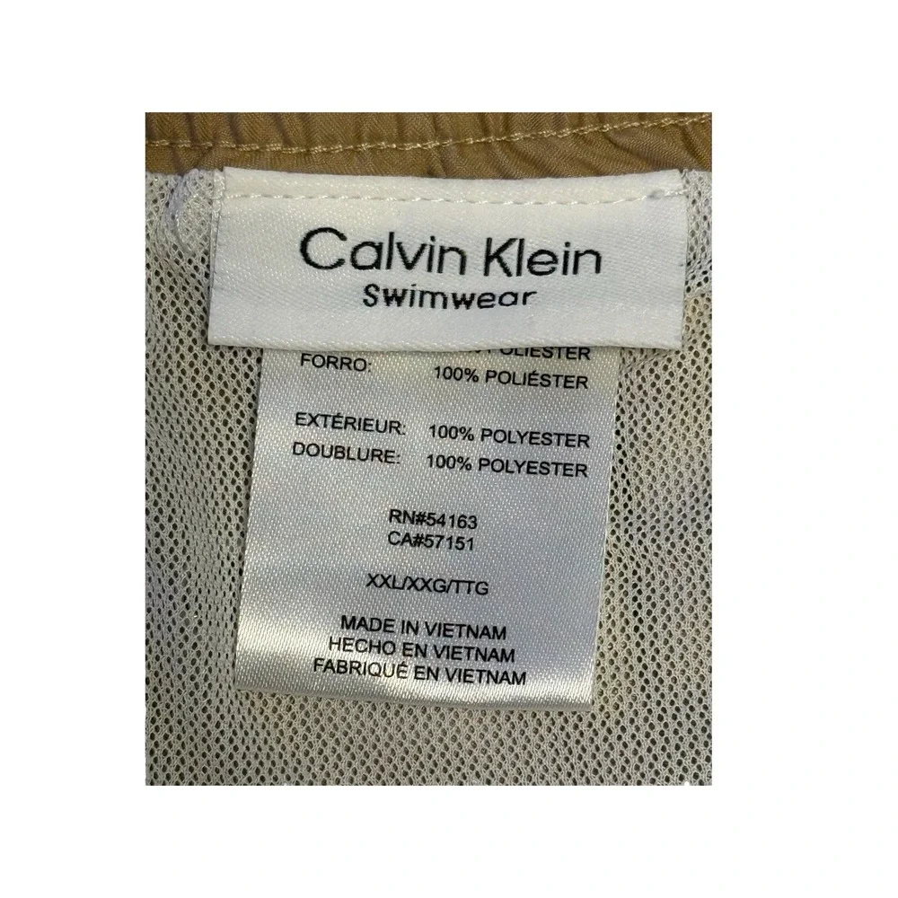 New Calvin Klein CK Swimwear Volley Swim Men Shorts 2XL Khaki Tan Swim Trunks